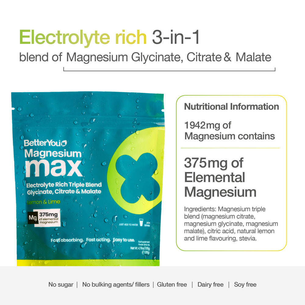 Magnesium Max 3-in-1 Powder - Lemon & Lime Flavour